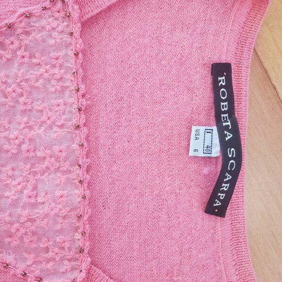 Italian Wool Coral Pink Sweater by ROBERTA SCARPA,  It 40 - Picture 4 of 5